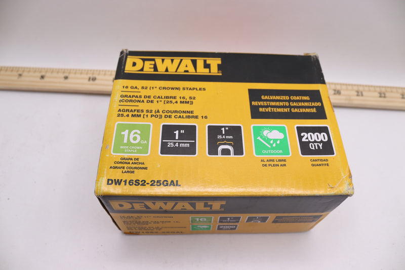 (2000-Pk) Dewalt Galvanized Staple 1" DW16S2-25GAL