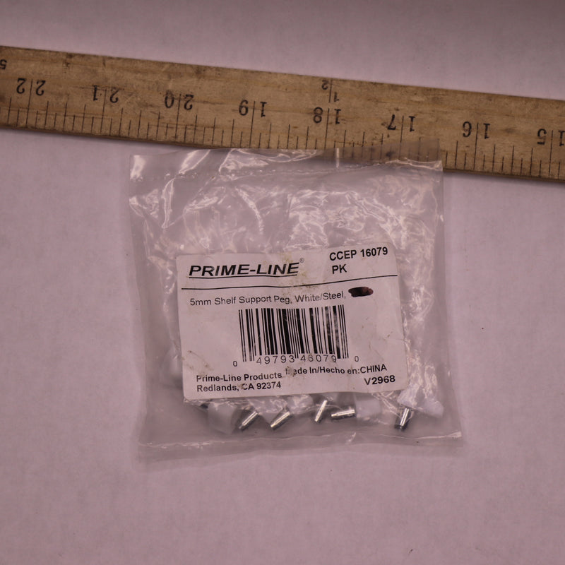 (11-Pk) Prime-Line Shelf Support Peg Plastic White 5mm 16079