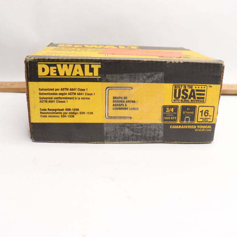 (2,000-Pk) Dewalt Staple Galvanized 16 Gauge 3/4" DW16S2-19GAL