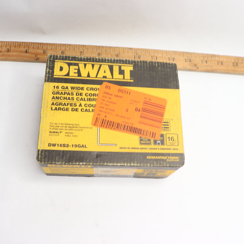 (1500-Pk) Dewalt Staple Galvanized 16 Gauge 3/4" Leg Length x 1"W DW16S2-19GAL