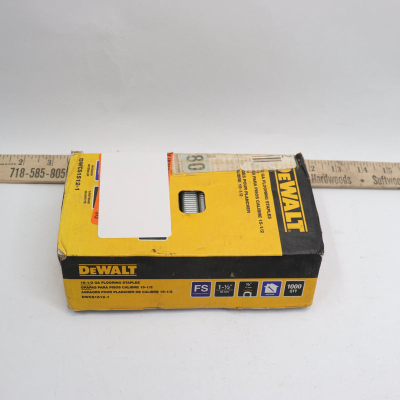 (1000-Pk) Dewalt Glue Collated Flooring Staples 15.5-Gauge 1-1/2" DWCS1512-1