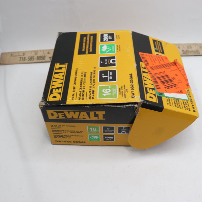 (2000-Pk) Dewalt Galvanized Staple 16 Gauge 1" DW16S2-25GAL