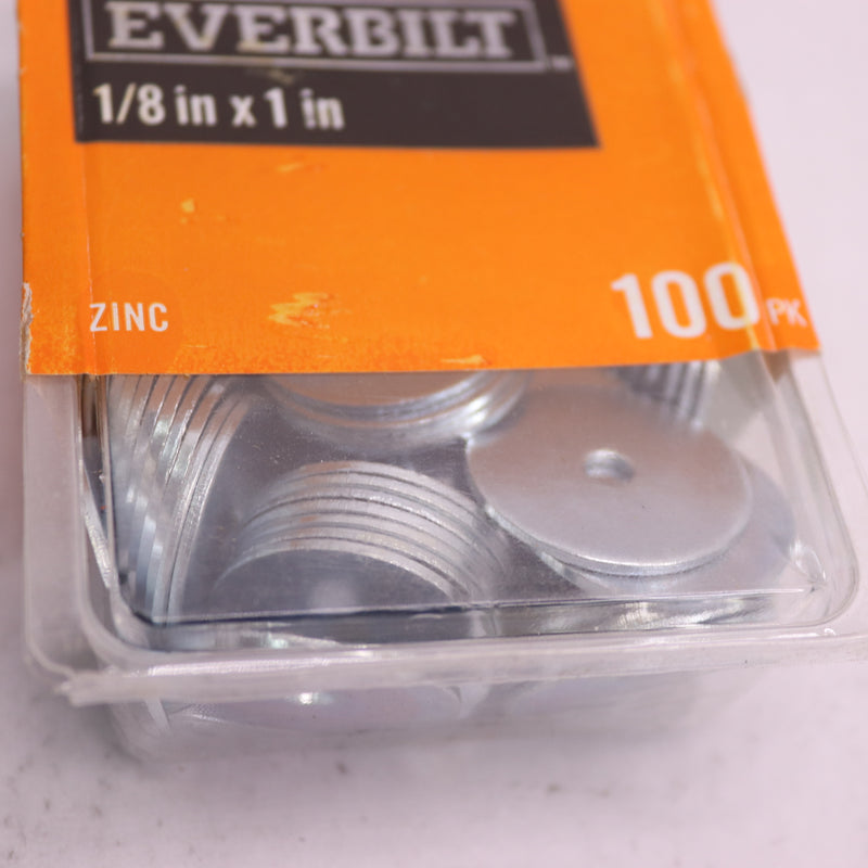 (100-Pk) Everbilt Fender Washer Zinc-Plated 1/8" x 1" 727 088