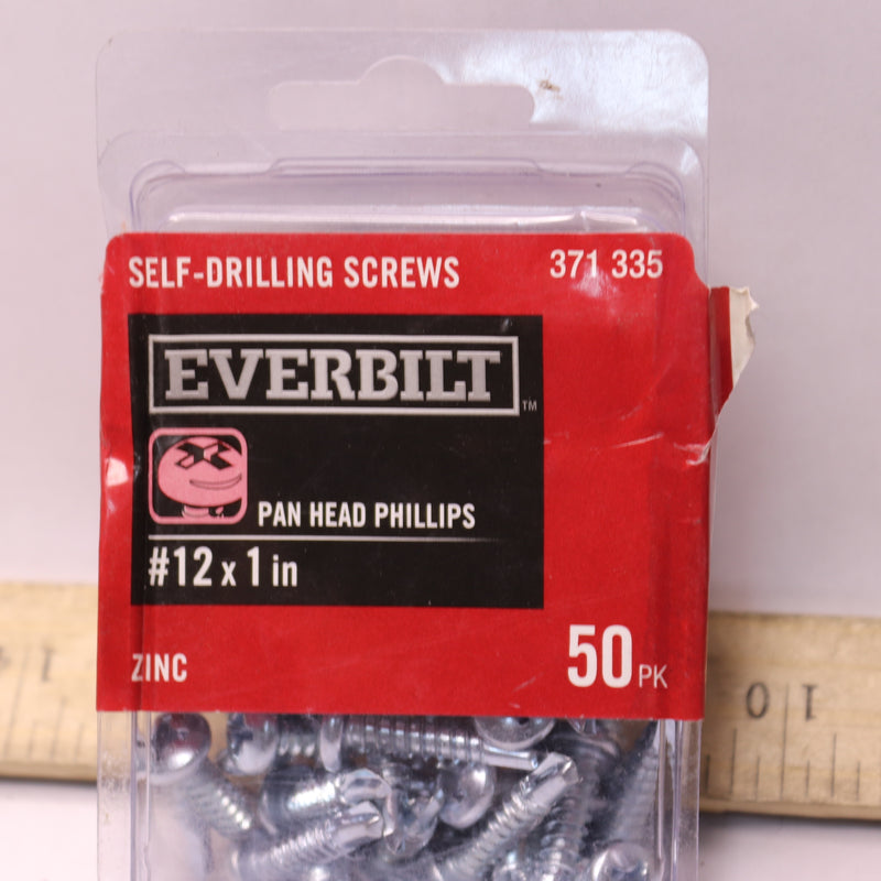 (50-Pk) Everbilt Phillips Pan Head Zinc Plated Sheet Metal Screws 371 335