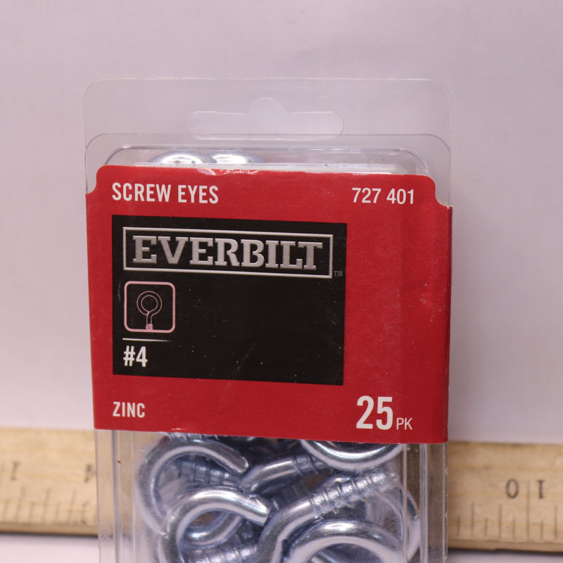 (25-Pk) Everbilt Screw Eyes Zinc-Plated Steel