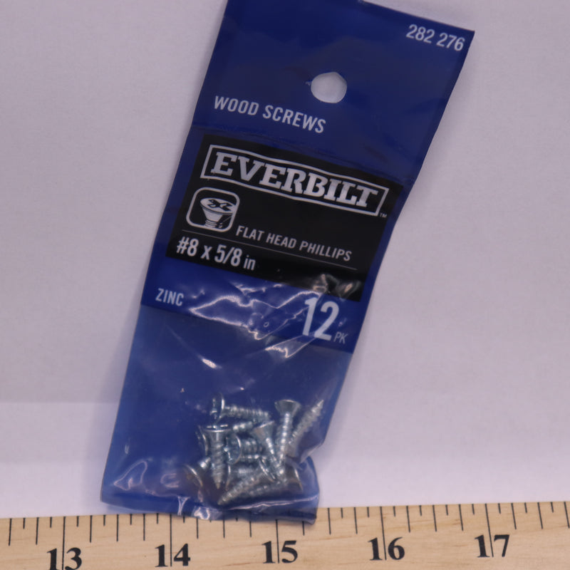 (12-Pk) Everbilt Phillips Flat Head Wood Screws Zinc Plated