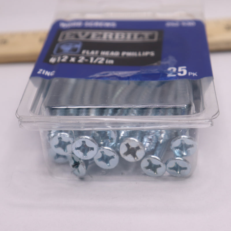 (25-Pk) Everbilt Phillips Flat Head Wood Screws Zinc Plated