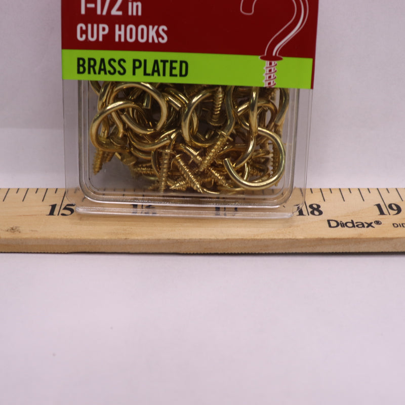 (50-Pk) Everbilt Cup Hooks Brass Plated 1-1/2" 1005 795 838