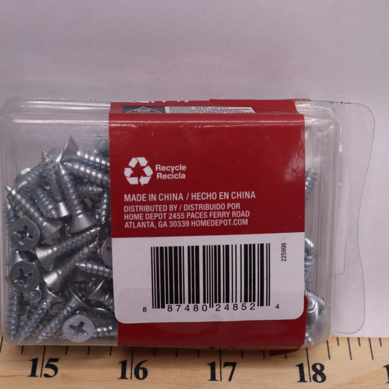 (100-Pk) Everbilt Phillips Flat Head Sheet Metal Screw Zinc Plated