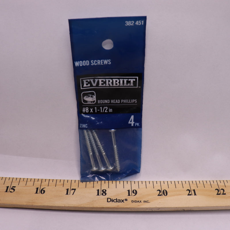 (4-Pk) Everbilt Phillips Round Head Wood Screw Zinc