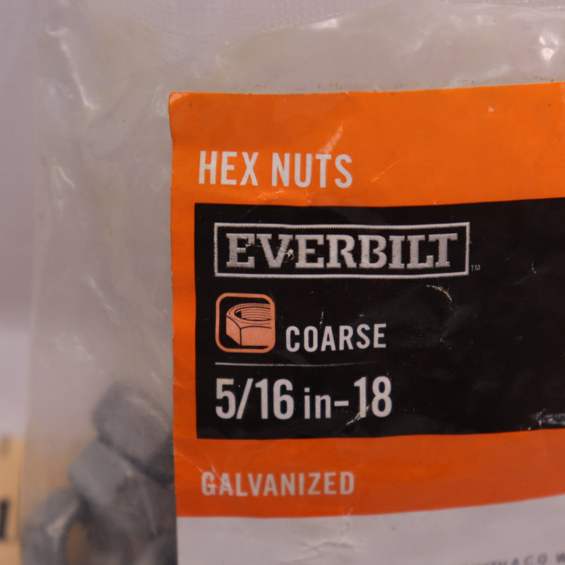 (23-Pk) Everbilt Hex Nuts Galvanized 5/16"-18 154246