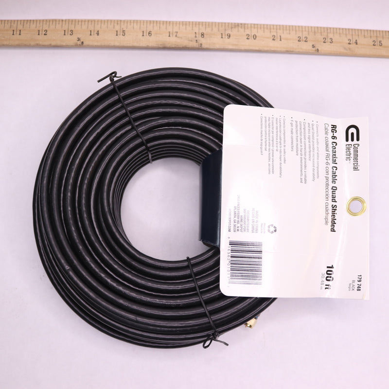 Commercial Electric RG-6 Quad Shielded Coaxial Cable 100' 179 748