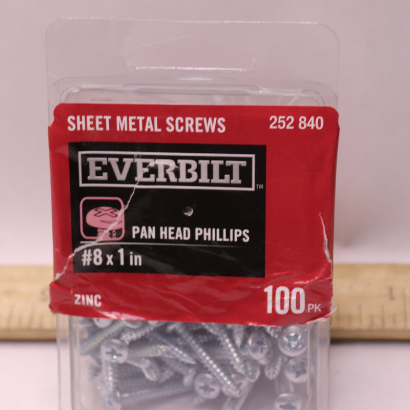 (100-Pk) Everbilt Phillips Pan Head Sheet Metal Screws