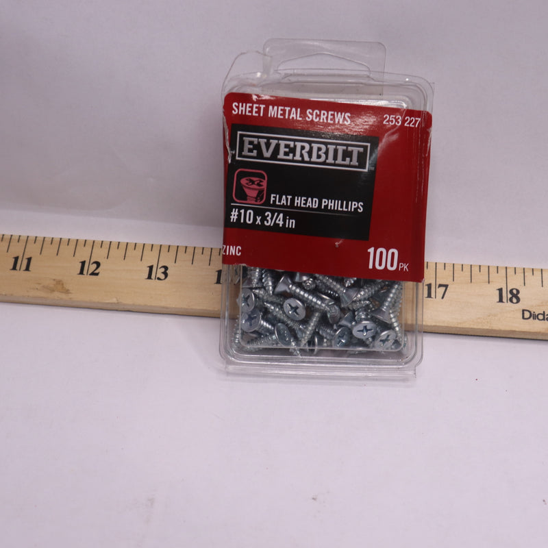 (100-Pk) Everbilt Flat-Head Phillips Drive Sheet Metal Screws