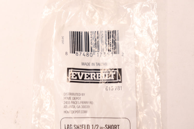 Everbilt Short Lag Shield Zinc-Alloy 1/2" x 2" 615 781