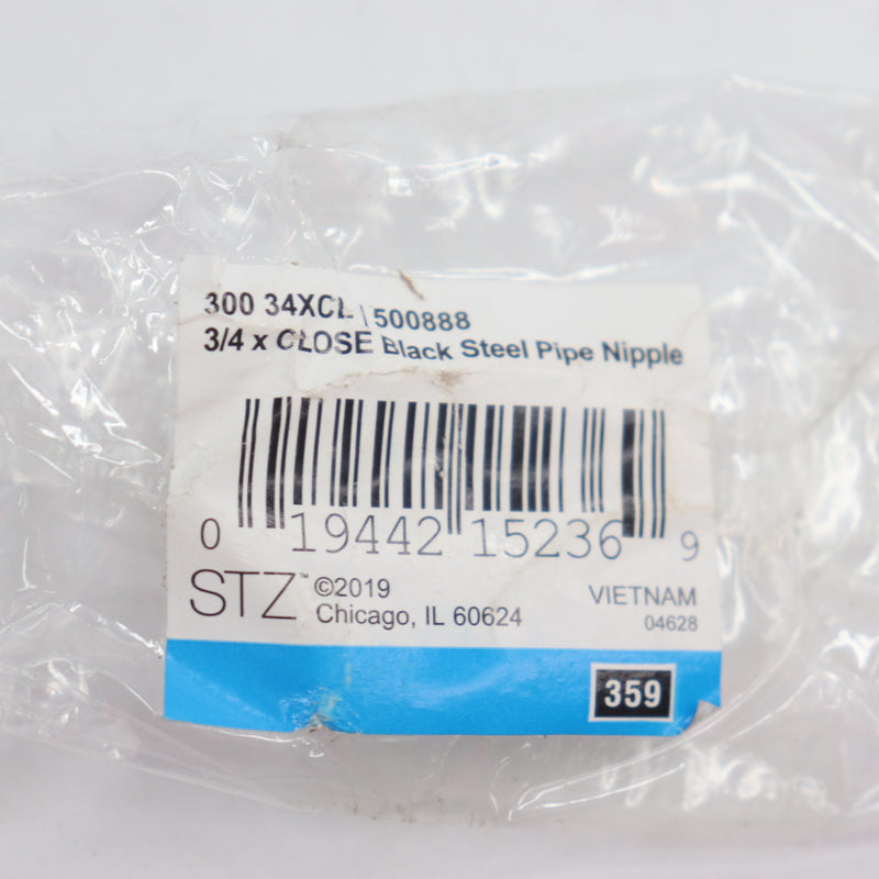 STZ Pipe Nipple Black 3/4" x Close 500888