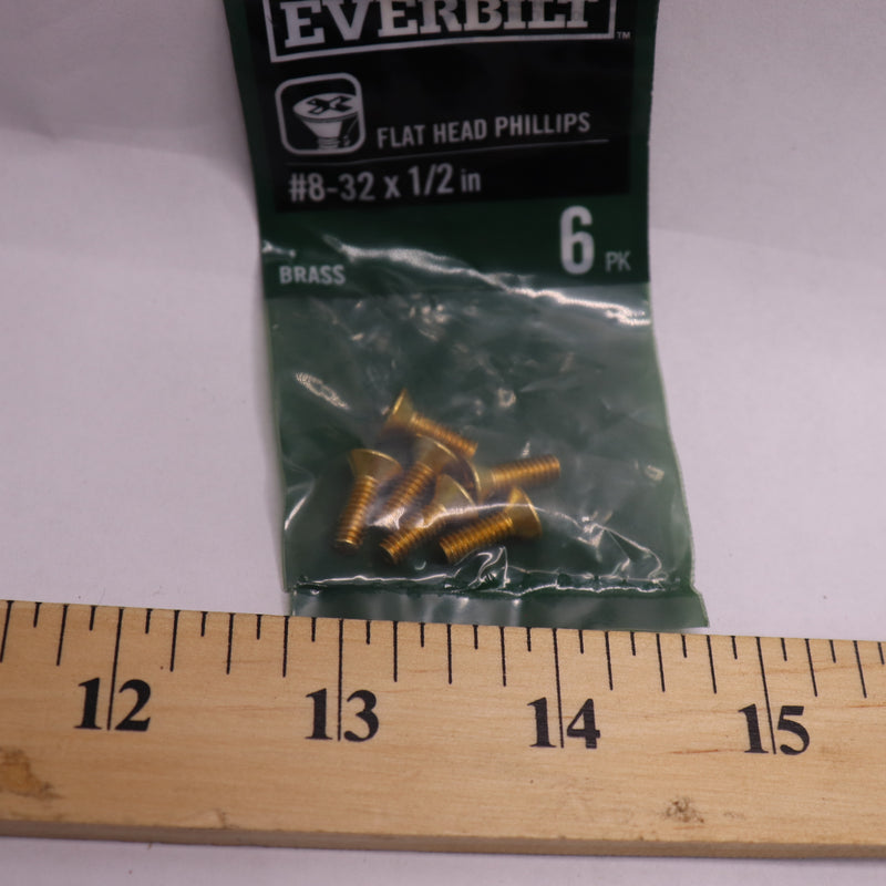 (6-Pk) Everbilt Phillips Flat Head Machine Screws Brass