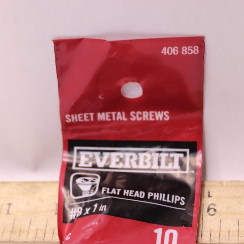 (10-Pk) Everbilt Phillips Flat Head Sheet Metal Screws Zinc Plated