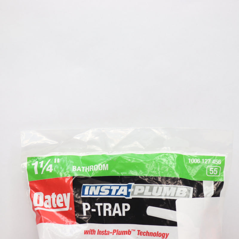 Oatey Sink Drain P-Trap Plastic White 1-1/4" 1006 127 456 - P-Trap Only
