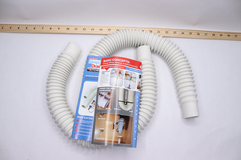 Simple Drain Double Sink Drain Kit Rubber White- Hoses & Instructions Only