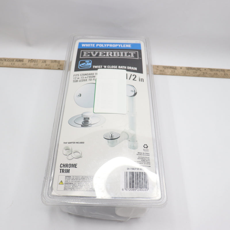 Everbilt Pipe Bath Waste & Overflow Drain White 1-1/2" - Missing Trap Adapter