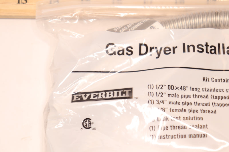 Everbilt Gas Dryer Installation Kit Stainless Steel 48" - 1 Kit / Unopened