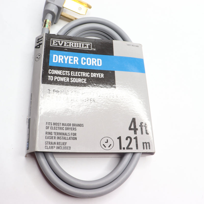 Everbilt Dryer Cord 3-Prong 30amp 4' EB09X10002 1007952849