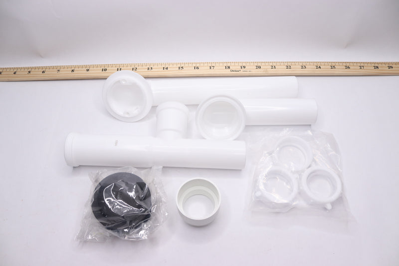 Poly Pipe Bath Waste and Overflow Drain - Only Piping,Nuts,and Drain Stopper