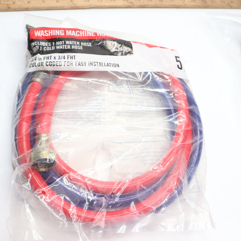 (Pair) Everbilt Washing Machine Fill Hose 34" FIP x 3/4" FIP x 60"