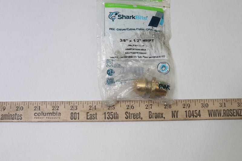 SharkBite Adapter Brass 3/8-In MIP x 1/2-In MNPT U118LFA