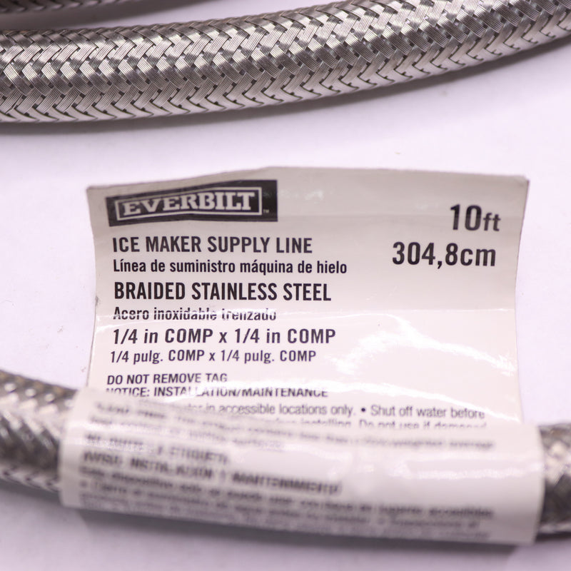 Everbilt Ice Maker Water Supply Line Hose Stainless Steel 1/4" x 10'