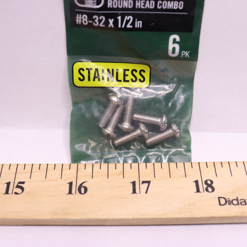 6-Pk) Everbilt Round Head Machine Screws Stainless Steel