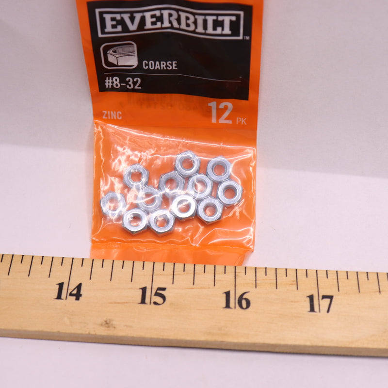 (12-Pk) Everbilt Machine Screw Nut Zinc Plated