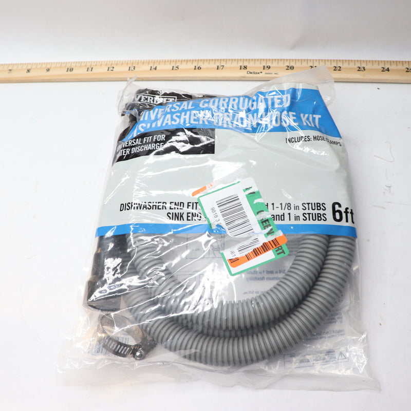 Everbilt Corrugated Dishwasher Drain Hose Plastic Gray 6Ft 98297