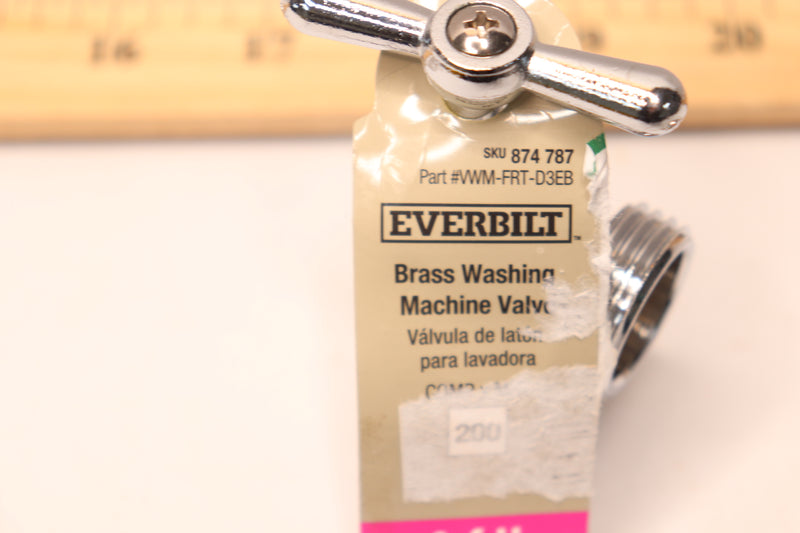 Everbilt Washing Machine Regulating Valve Brass Chrome 1/2" x 3/4" VWM-FRT-D3EB