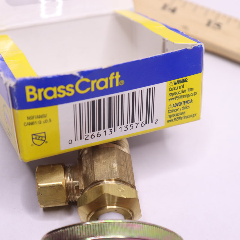 Brasscraft Multi-Turn Angle Valve 1/2" Nom Comp Inlet x 3/8" Outlet OCR19XR