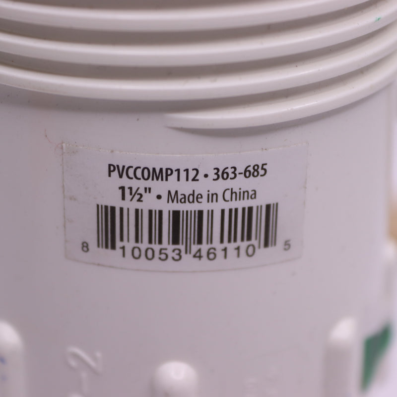 Compression Coupling PVC 1-1/2" x 1-1/2" PVCCOMP112 - Incomplete