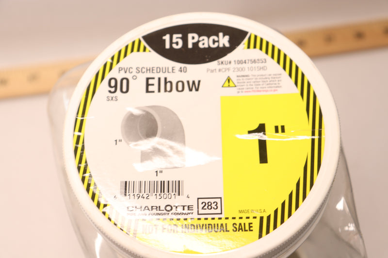 (11-Pk) Charlotte 90-Degree Elbow Sch 40 PVC 1" - Missing Elbows