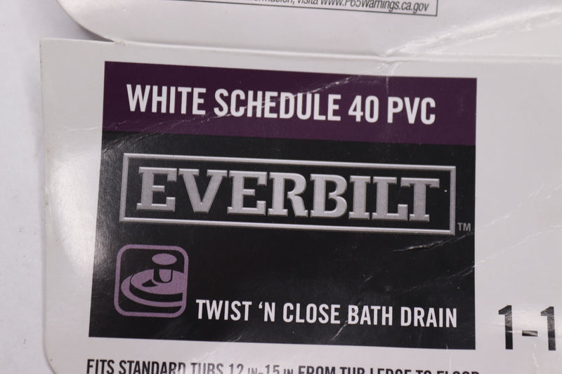 Everbilt Twist & Close Pipe Bath Waste and Overflow Drain Schedule 40 PVC White