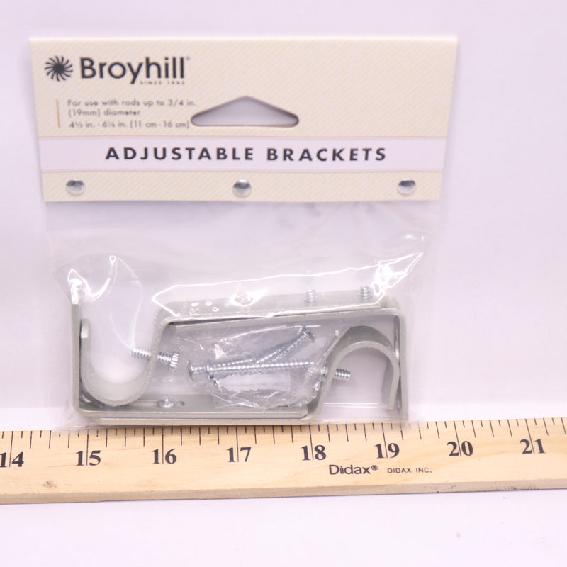(2-Pk) Broyhill Adjustable Curtain Rod Brackets Satin Nickel 810524280