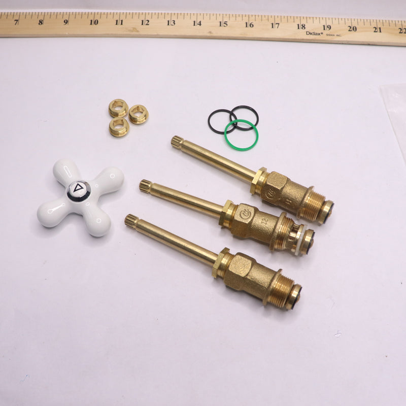 Tub/Shower Remodeling Kit - 3 Stems,1 White Cross-Arm Handles,3 Nuts