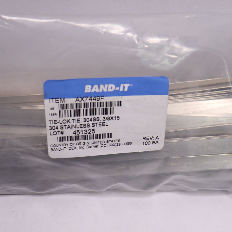 (100-Pk) Band-It Band Stainless Steel 3/8" x 15" AX7449F
