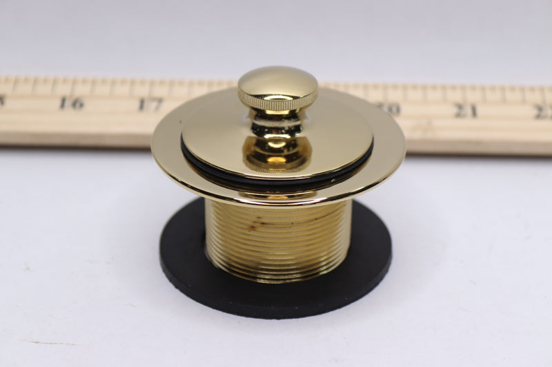 Westbrass Twist-and-Close Bath Drain Plug NPSM Fine Thread Polished Brass 1-3/8"