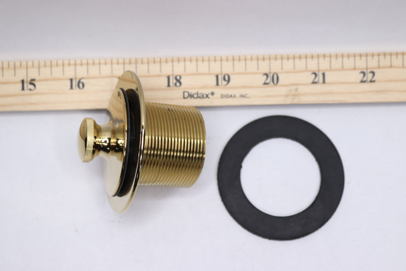 Westbrass Twist-and-Close Bath Drain Plug NPSM Fine Thread Polished Brass 1-3/8"