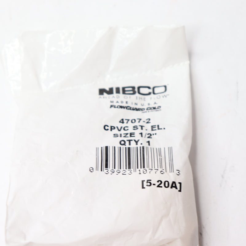 Nibco 90-Degree Elbow Pipe Fitting CPVC 1/2" 4707-2