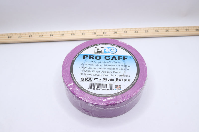 Pro Gaff Gaffer's Tape w/ Rubber Adhesive Matte Cloth Purple 11 mils 2" x 55-yds