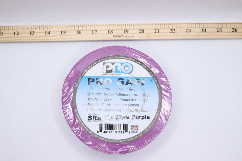 Pro Gaff Gaffer's Tape w/ Rubber Adhesive Matte Cloth Purple 11 mils 2" x 55-yds