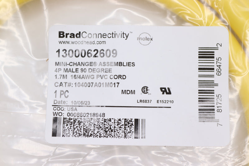 Brad Connectivity Mini Change Assembly 90-Deg 4P Male 1.7m 1300062609