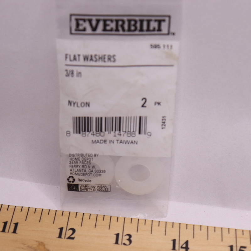 (2-Pk) Everbilt Flat Washer White Nylon 3/8" 595 111