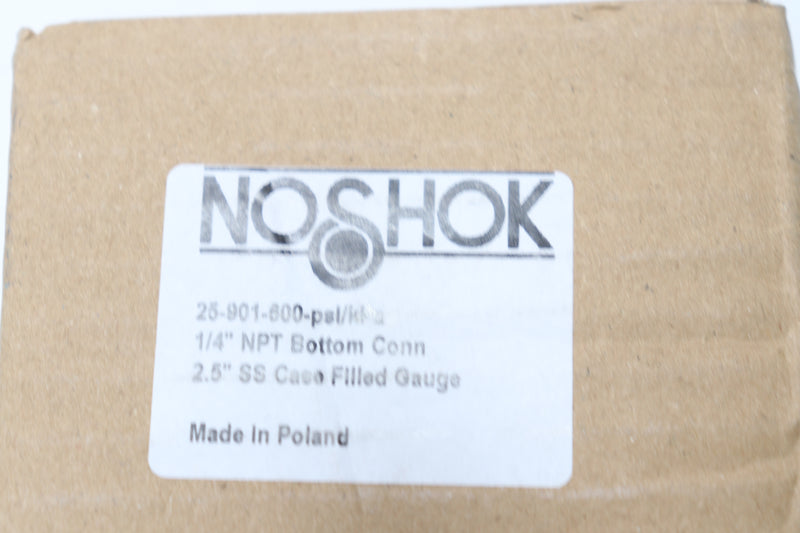 NoShok Male Bottom Connection Pressure Gauge with Dry Gauge